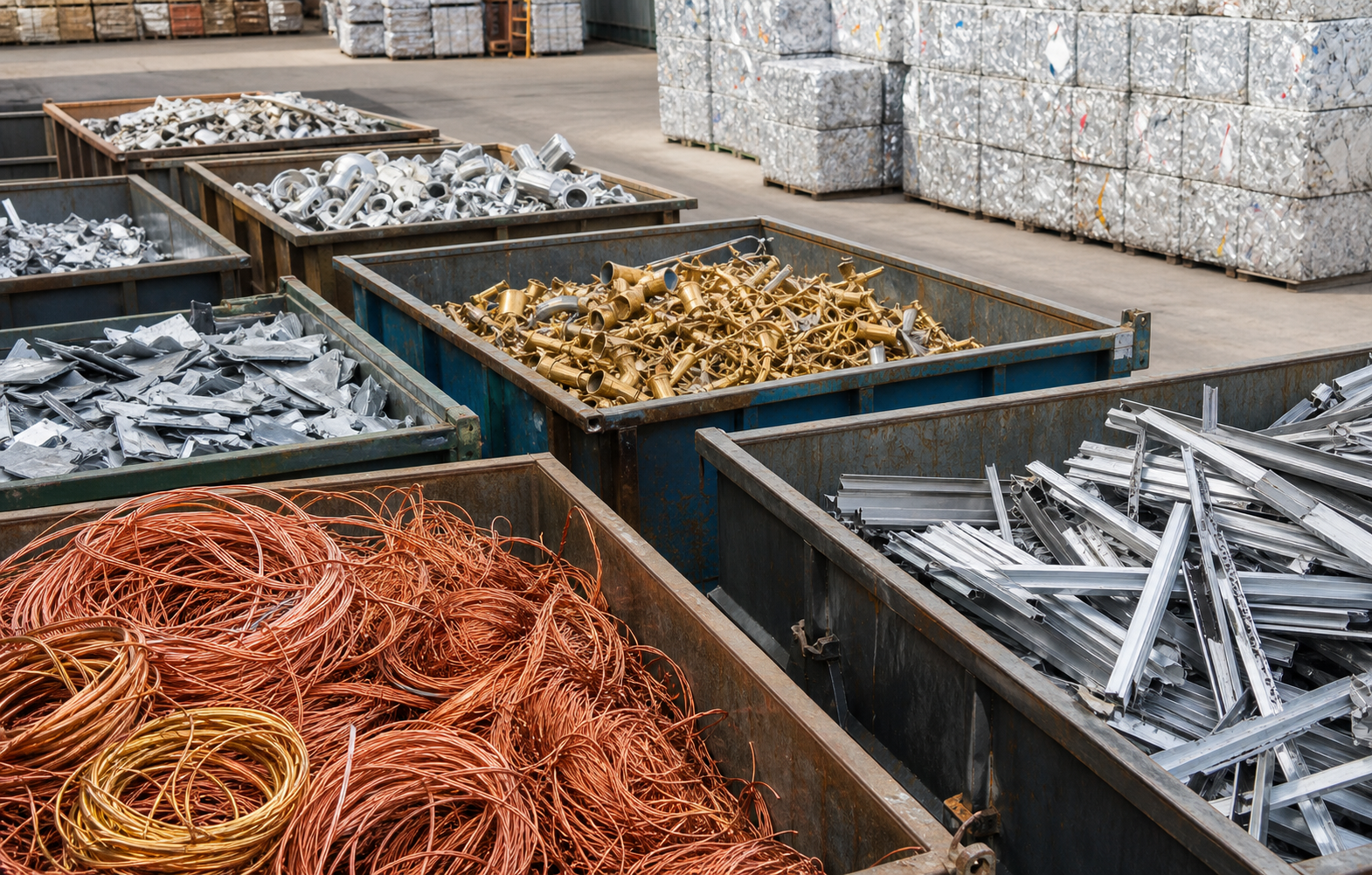Sorted nonferrous metal scrap prepared for recycling export