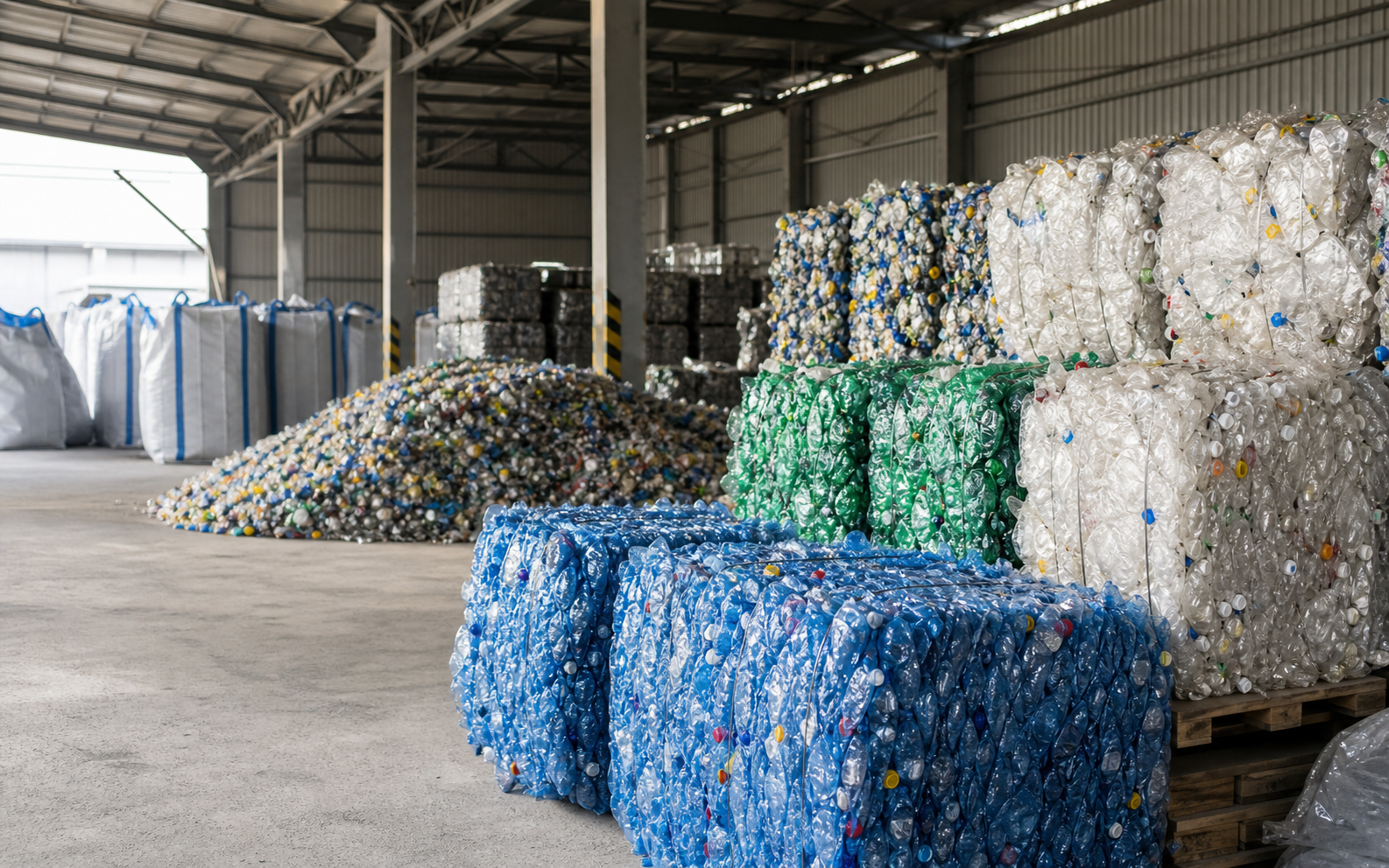 Sorted plastic scrap prepared for recycling export